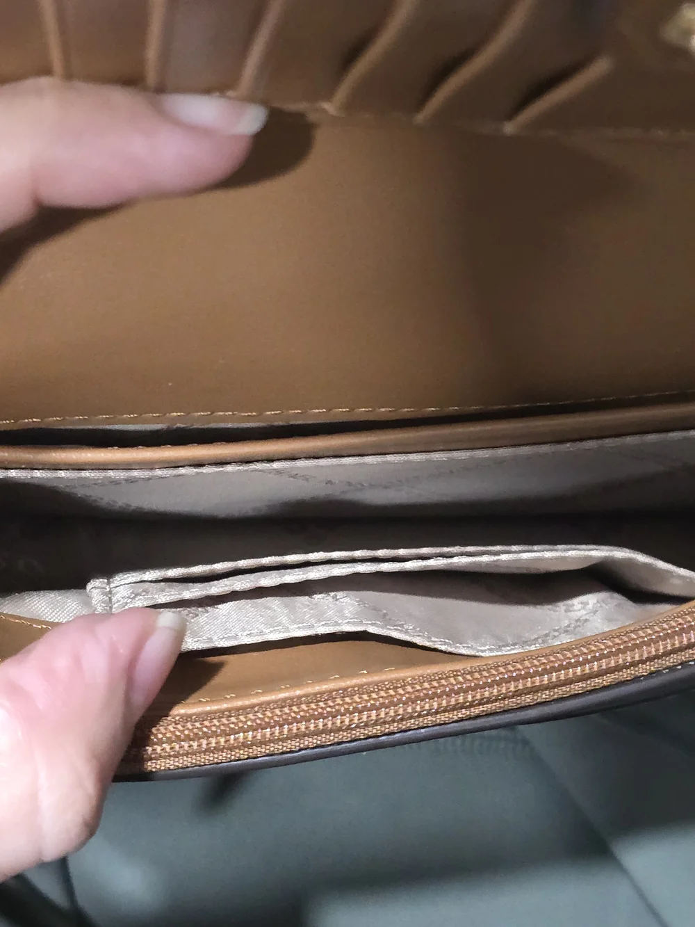 Michael Kors Brown and Tan Signature Logo Crossbody Wallet